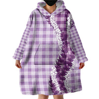 Violet Hawaii Palaka Wearable Blanket Hoodie Hawaiian Honohono Lei