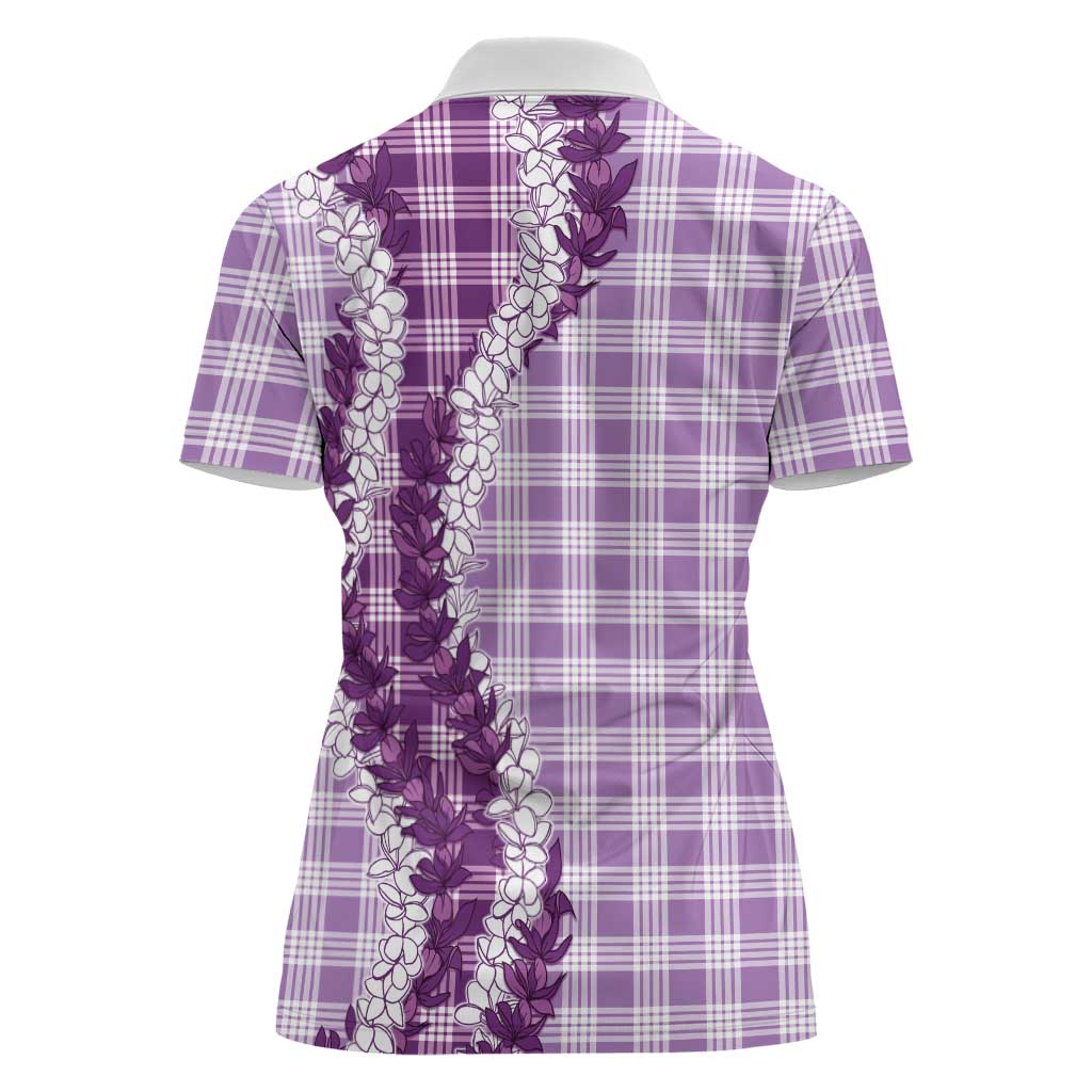 Violet Hawaii Palaka Women Polo Shirt Hawaiian Honohono Lei
