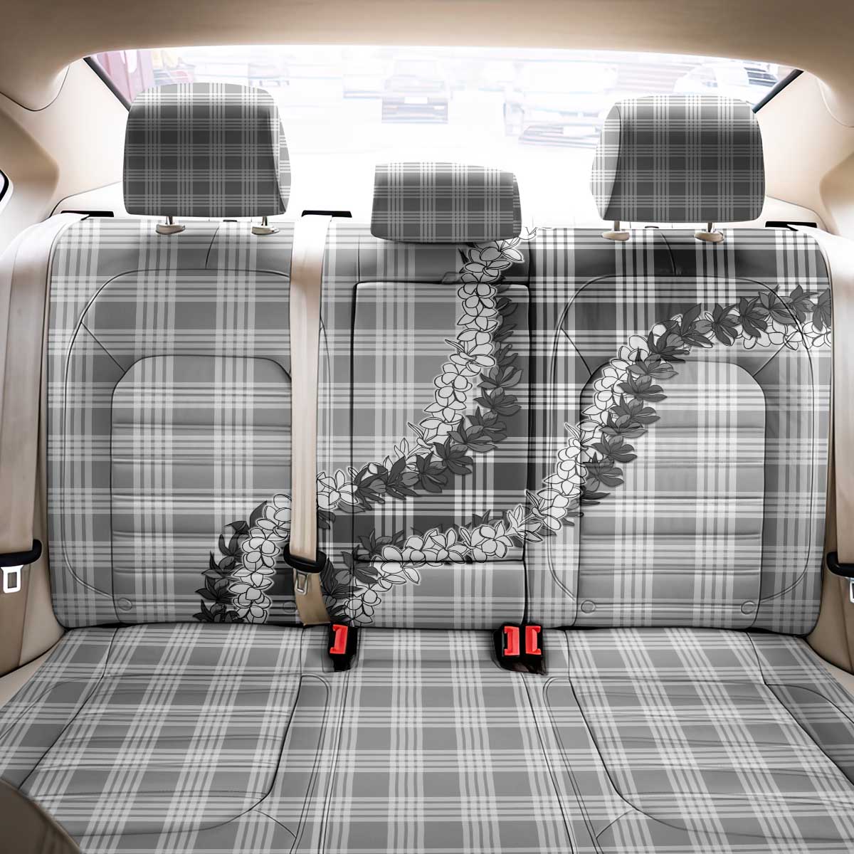 Gray Hawaii Palaka Back Car Seat Cover Hawaiian Honohono Lei