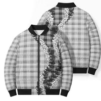 Gray Hawaii Palaka Bomber Puffer Jacket Hawaiian Honohono Lei