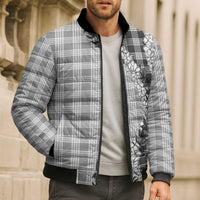 Gray Hawaii Palaka Bomber Puffer Jacket Hawaiian Honohono Lei