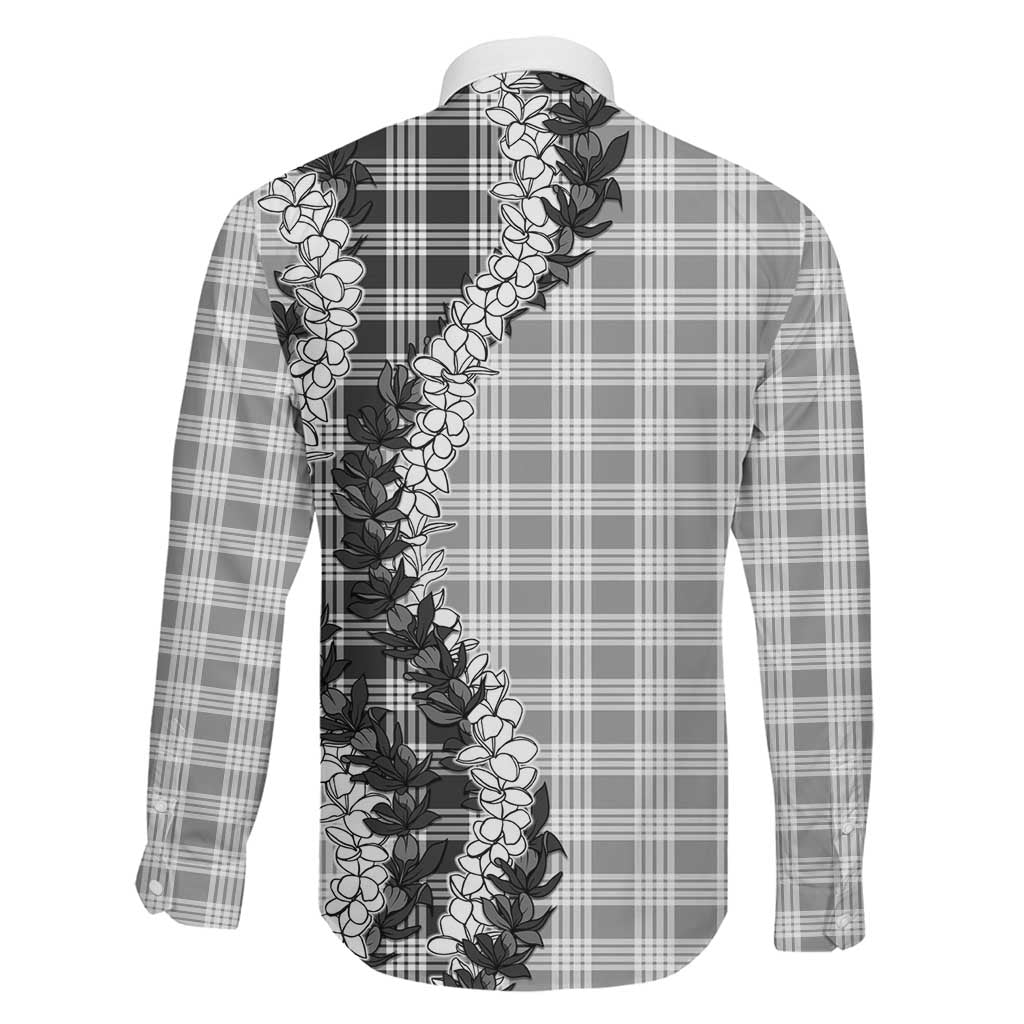 Gray Hawaii Palaka Family Matching Off The Shoulder Long Sleeve Dress and Hawaiian Shirt Hawaiian Honohono Lei