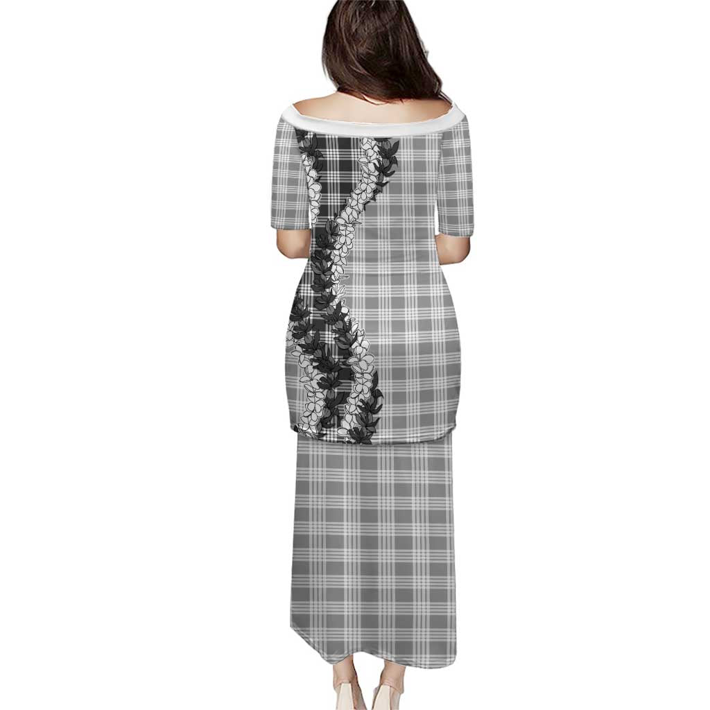 Gray Hawaii Palaka Family Matching Puletasi and Hawaiian Shirt Hawaiian Honohono Lei
