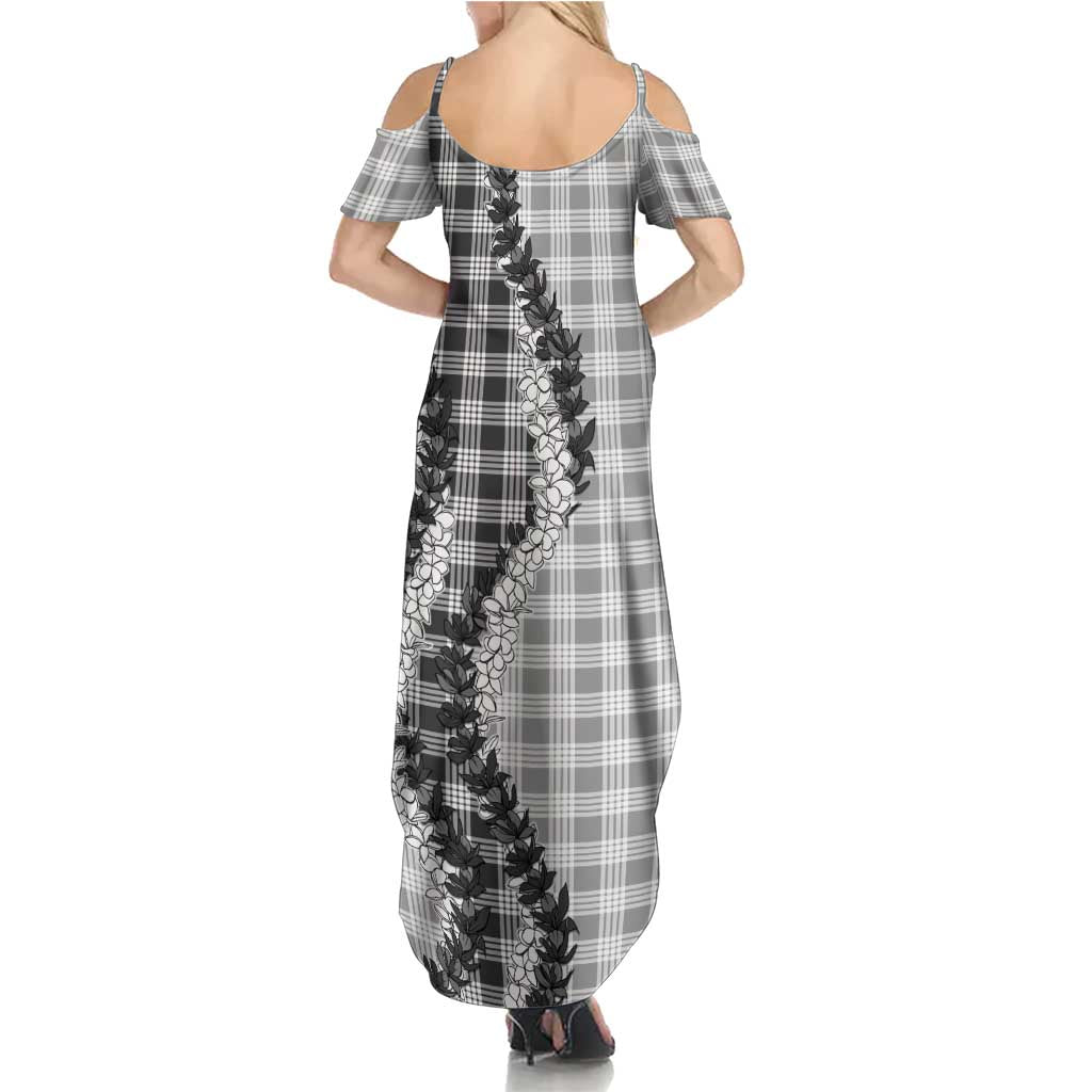 Gray Hawaii Palaka Family Matching Summer Maxi Dress and Hawaiian Shirt Hawaiian Honohono Lei