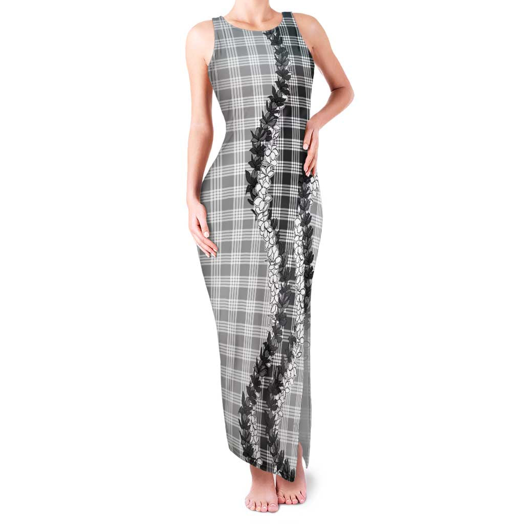 Gray Hawaii Palaka Family Matching Tank Maxi Dress and Hawaiian Shirt Hawaiian Honohono Lei