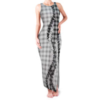 Gray Hawaii Palaka Family Matching Tank Maxi Dress and Hawaiian Shirt Hawaiian Honohono Lei