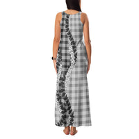 Gray Hawaii Palaka Family Matching Tank Maxi Dress and Hawaiian Shirt Hawaiian Honohono Lei
