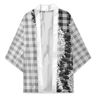 Gray Hawaii Palaka Kimono Hawaiian Honohono Lei