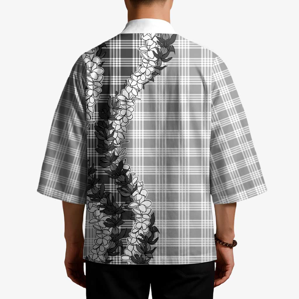 Gray Hawaii Palaka Kimono Hawaiian Honohono Lei