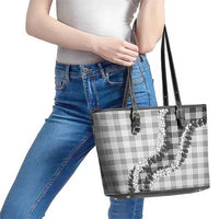 Gray Hawaii Palaka Leather Tote Bag Hawaiian Honohono Lei