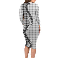 Gray Hawaii Palaka Long Sleeve Bodycon Dress Hawaiian Honohono Lei LT05 - Polynesian Pride