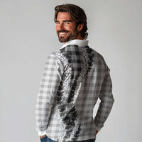 Gray Hawaii Palaka Long Sleeve Polo Shirt Hawaiian Honohono Lei LT05 - Polynesian Pride