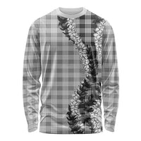 Gray Hawaii Palaka Long Sleeve Shirt Hawaiian Honohono Lei