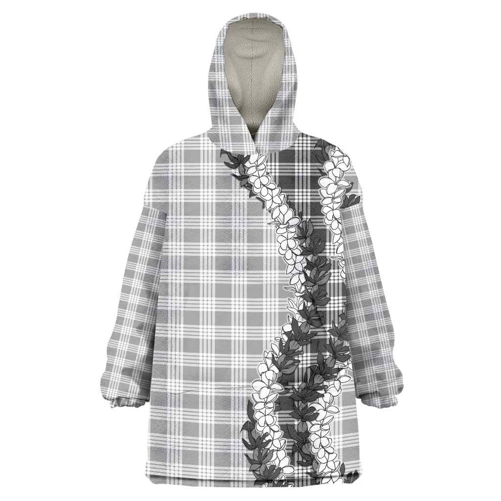 Gray Hawaii Palaka Wearable Blanket Hoodie Hawaiian Honohono Lei