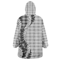 Gray Hawaii Palaka Wearable Blanket Hoodie Hawaiian Honohono Lei