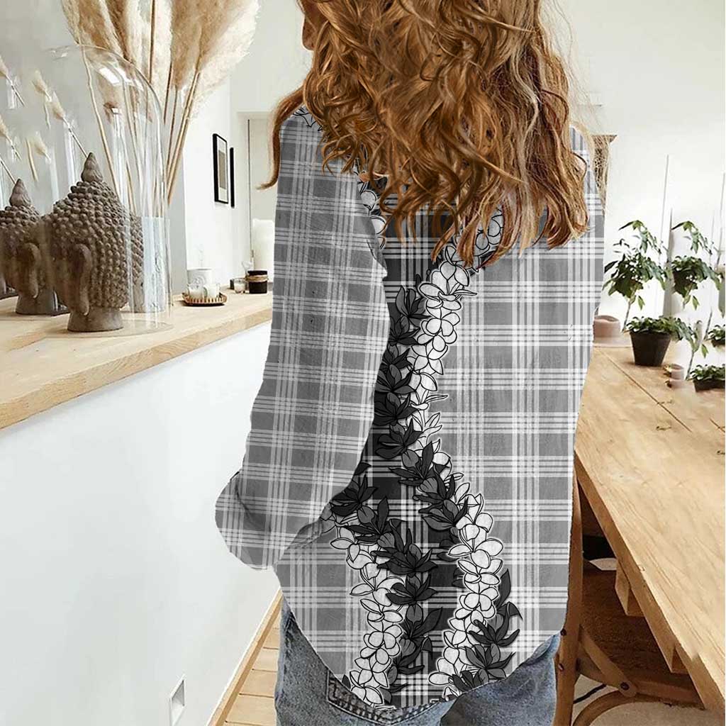Gray Hawaii Palaka Women Casual Shirt Hawaiian Honohono Lei LT05 - Polynesian Pride