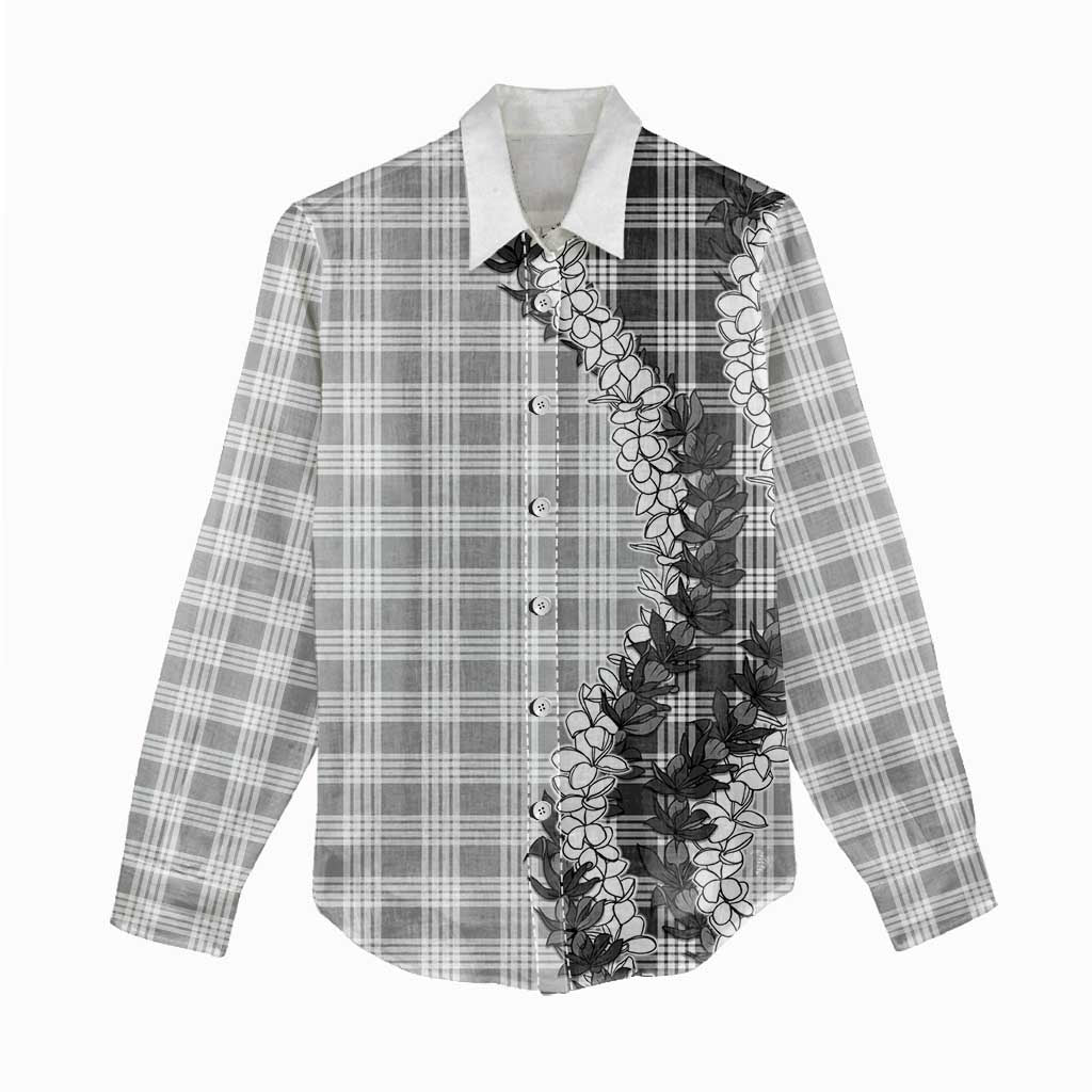 Gray Hawaii Palaka Women Casual Shirt Hawaiian Honohono Lei LT05 - Polynesian Pride