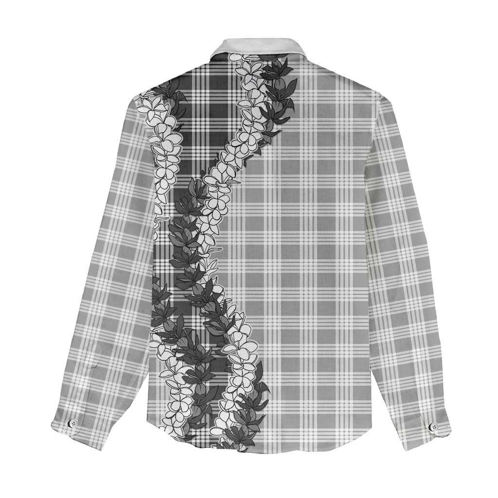 Gray Hawaii Palaka Women Casual Shirt Hawaiian Honohono Lei LT05 - Polynesian Pride
