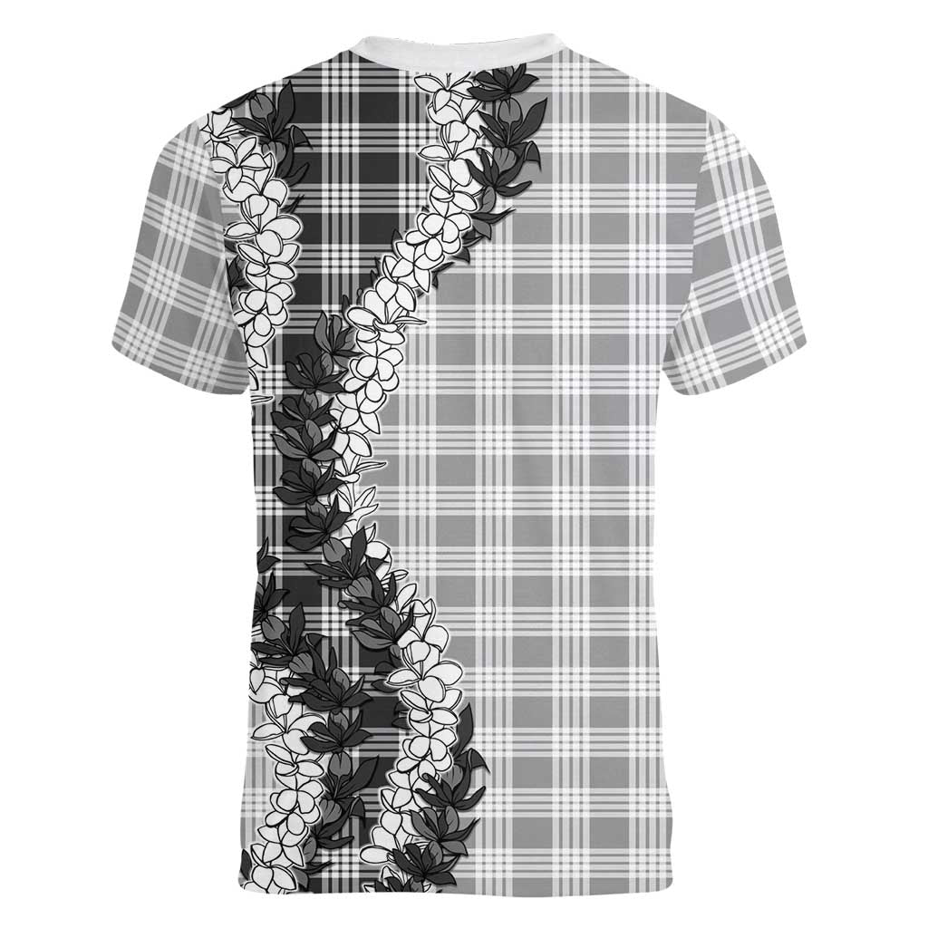 Gray Hawaii Palaka Women V-Neck T-Shirt Hawaiian Honohono Lei