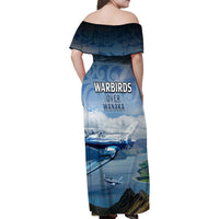 New Zealand Wanaka Air Show Family Matching Off Shoulder Maxi Dress and Hawaiian Shirt With Maori Pattern
