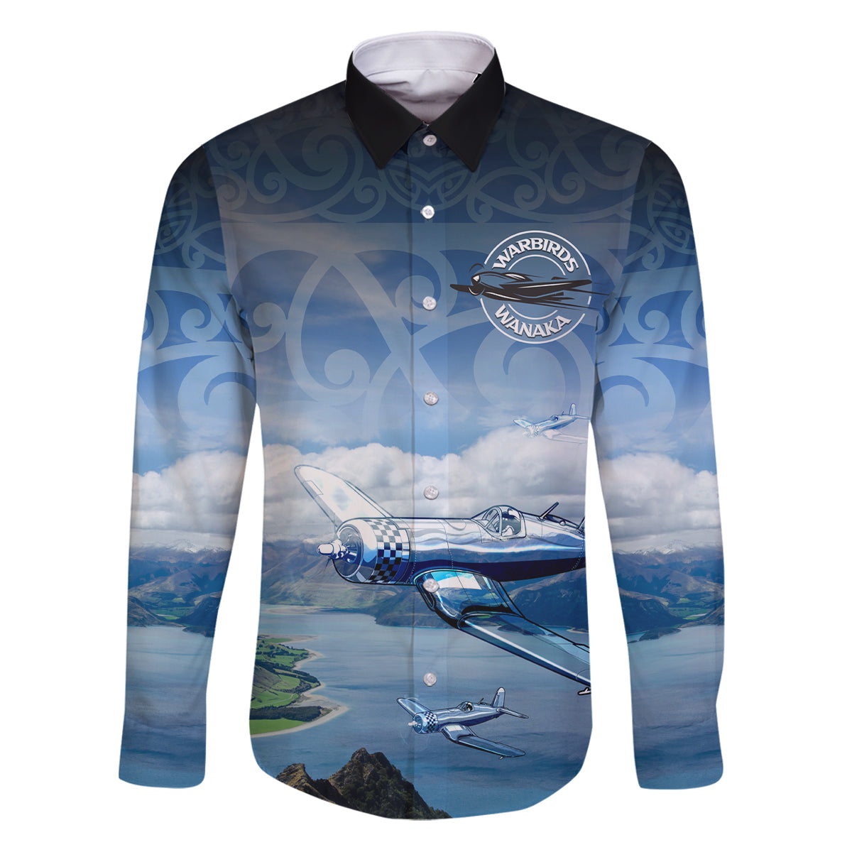 New Zealand Wanaka Air Show Family Matching Puletasi and Hawaiian Shirt With Maori Pattern