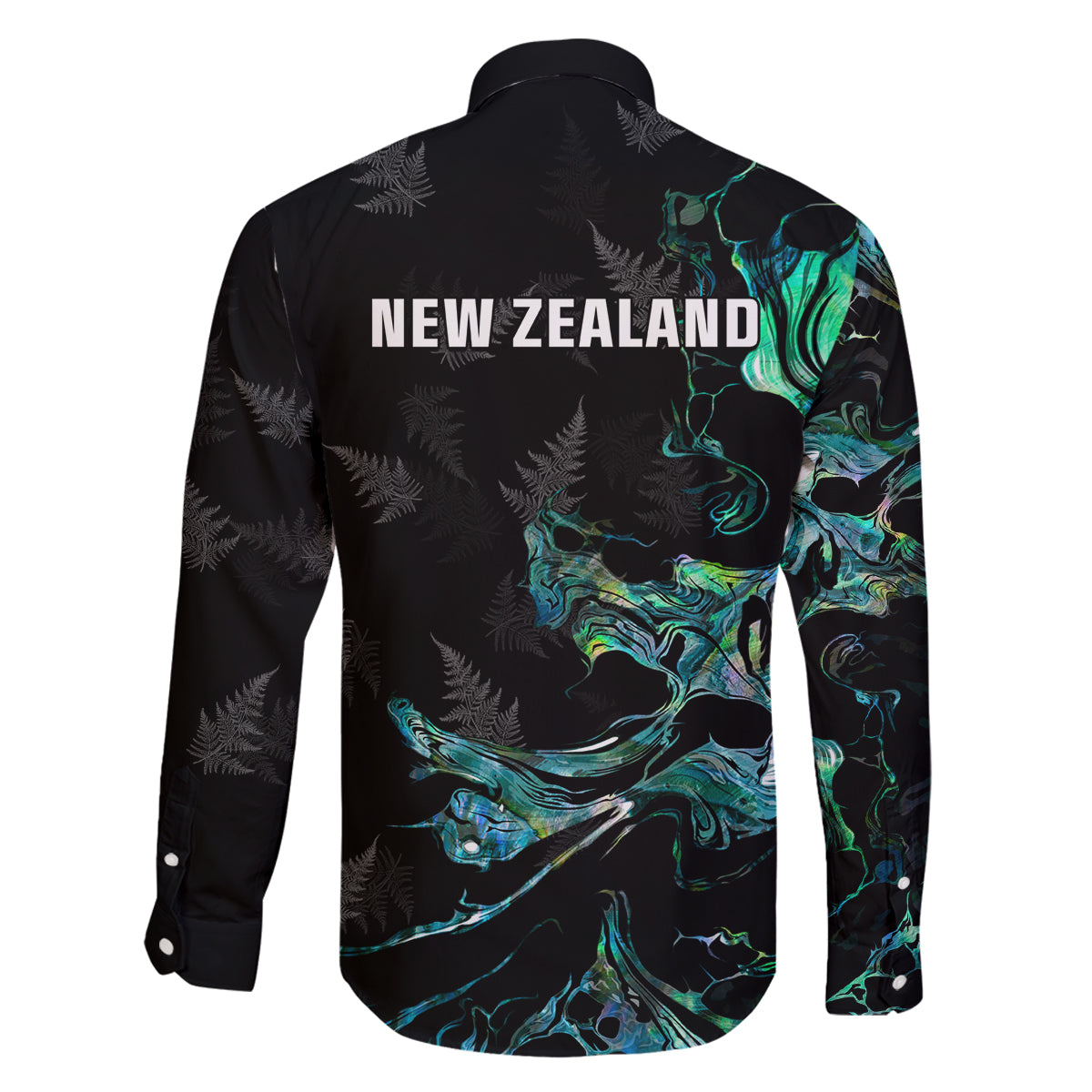 New Zealand Marathon Family Matching Puletasi and Hawaiian Shirt Silver Fern Paua Shell Simple Style