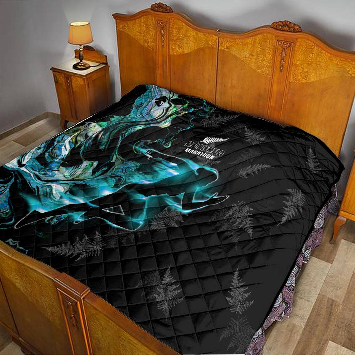 New Zealand Marathon Quilt Silver Fern Paua Shell Simple Style