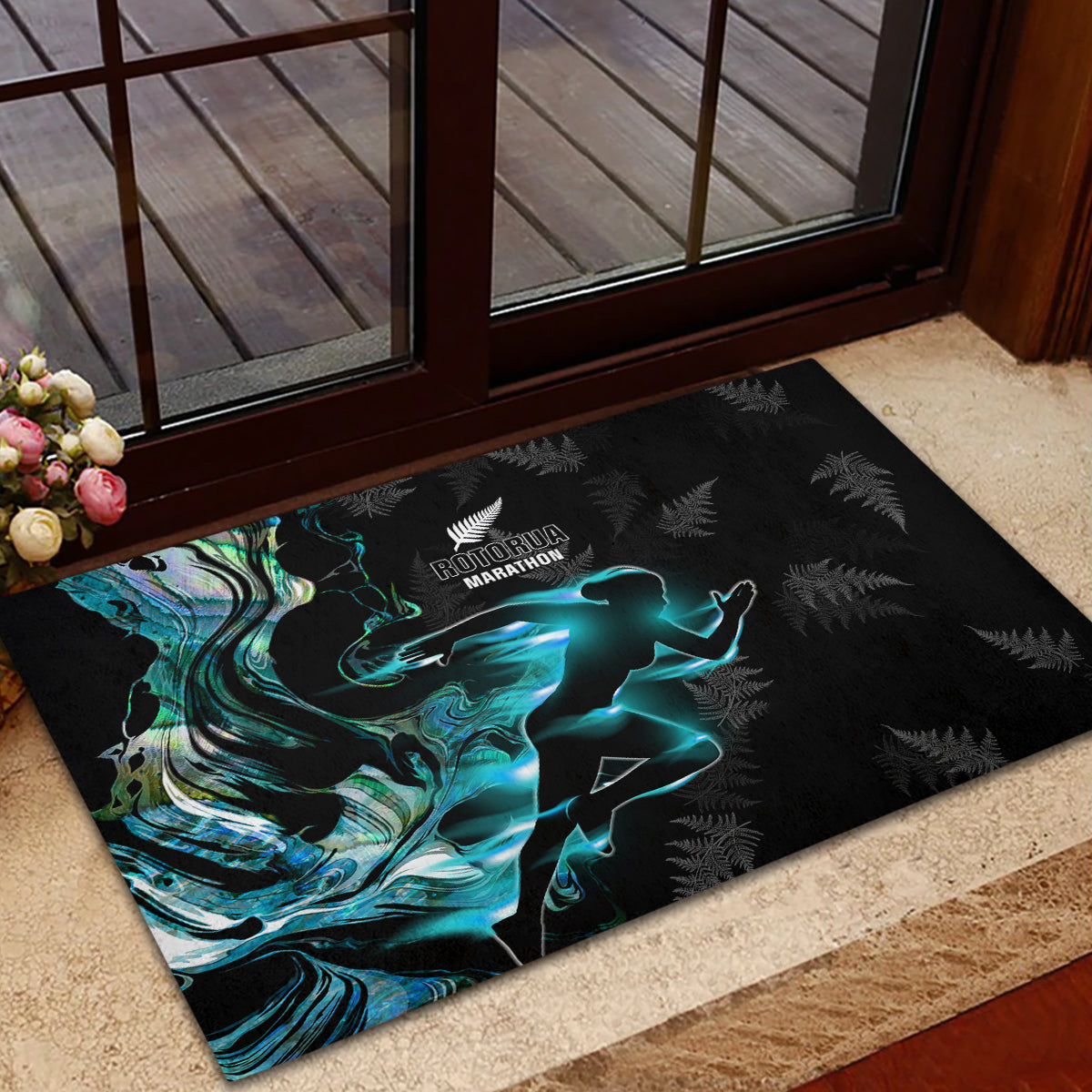 New Zealand Marathon Rubber Doormat Silver Fern Paua Shell Simple Style