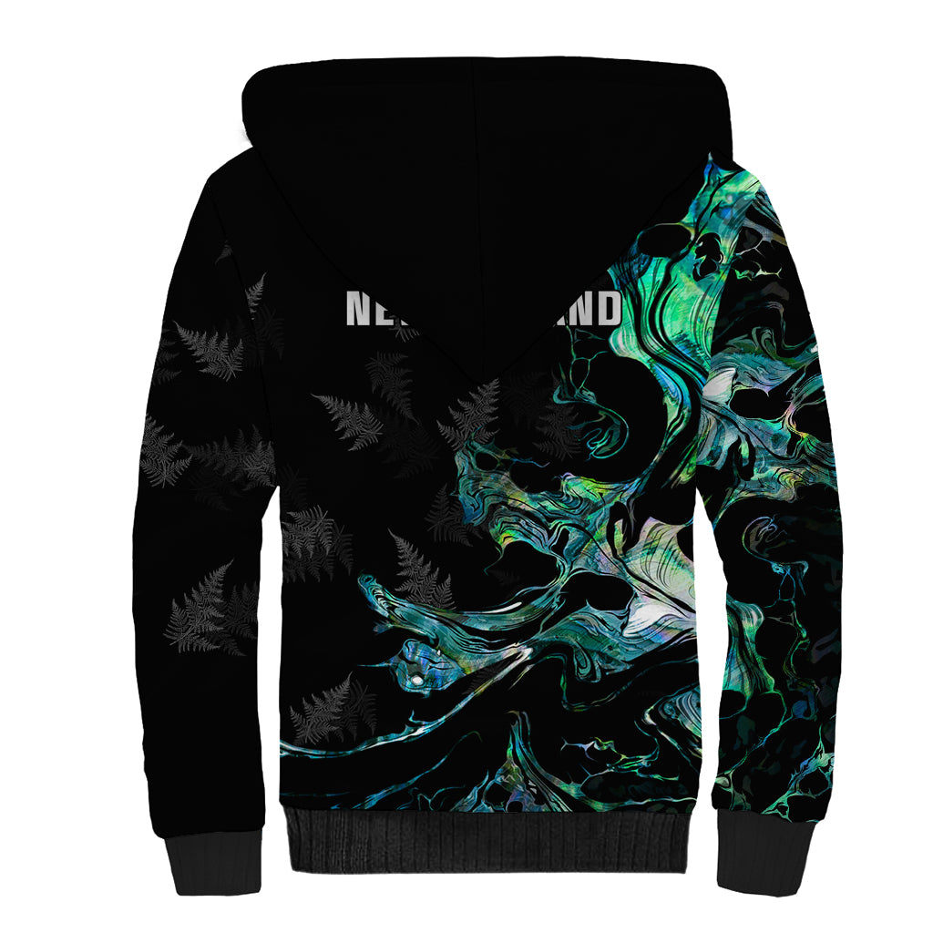 New Zealand Marathon Sherpa Hoodie Silver Fern Paua Shell Simple Style