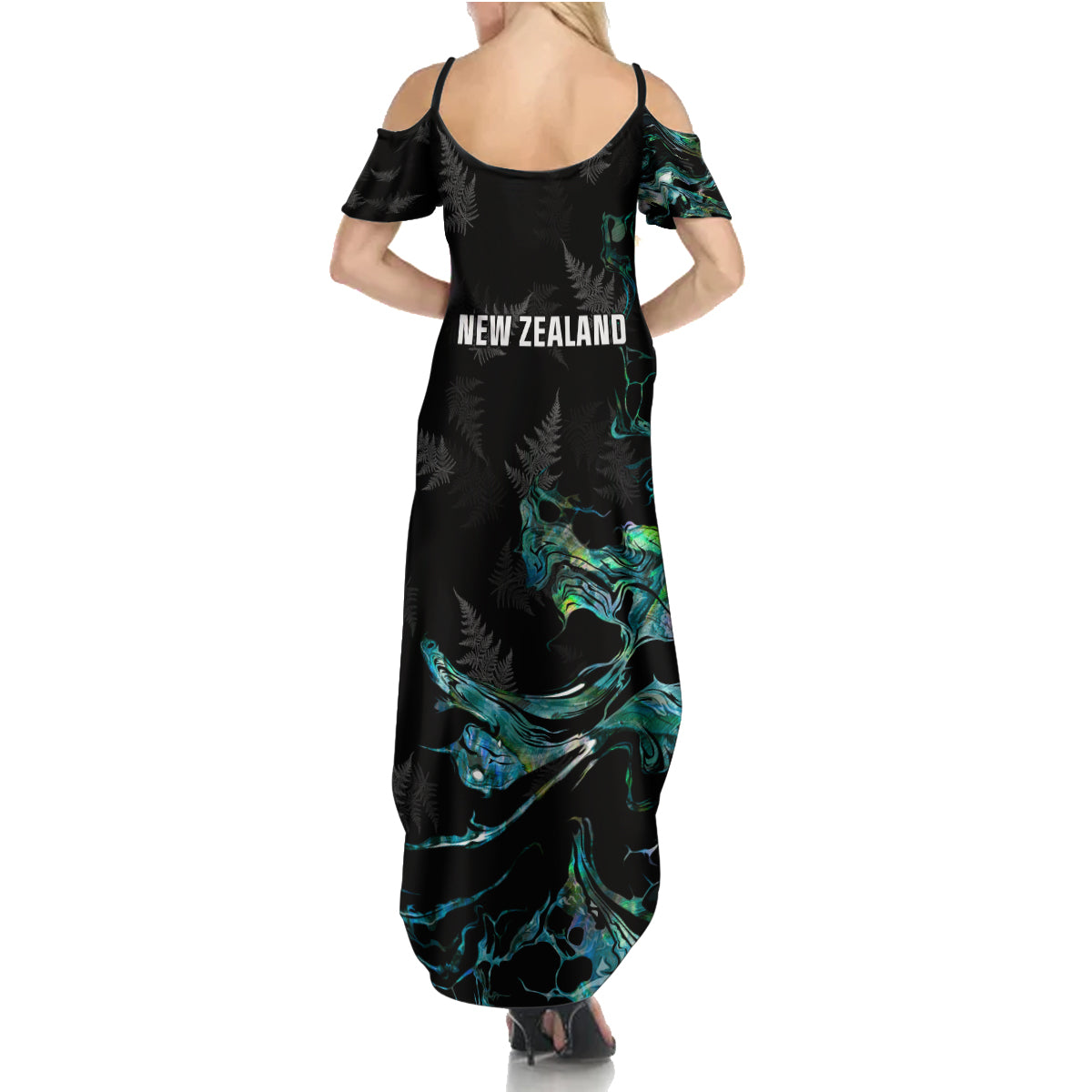 New Zealand Marathon Summer Maxi Dress Silver Fern Paua Shell Simple Style