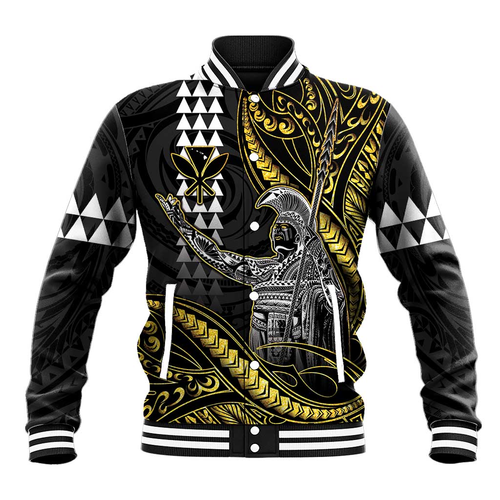 Hawaii King Kamehameha The Great Baseball Jacket Gold Tribal Tattoo