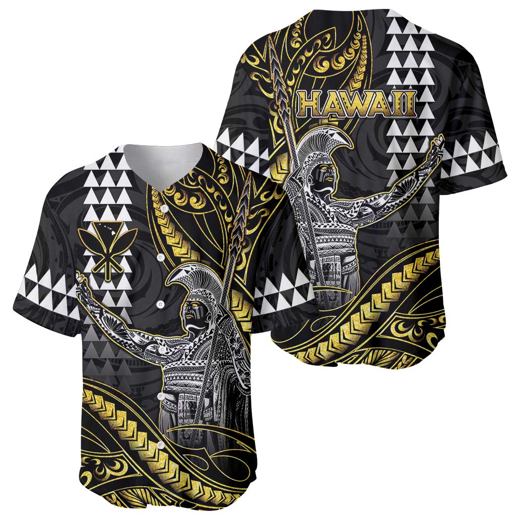 Hawaii King Kamehameha The Great Baseball Jersey Gold Tribal Tattoo