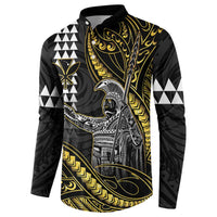 Hawaii King Kamehameha The Great Button Sweatshirt Gold Tribal Tattoo