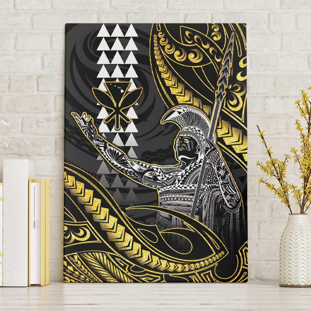 Hawaii King Kamehameha The Great Canvas Wall Art Gold Tribal Tattoo
