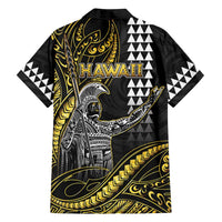 Hawaii King Kamehameha The Great Family Matching Long Sleeve Bodycon Dress and Hawaiian Shirt Gold Tribal Tattoo