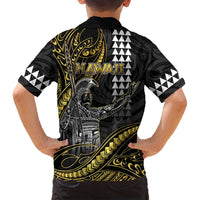 Hawaii King Kamehameha The Great Family Matching Puletasi and Hawaiian Shirt Gold Tribal Tattoo