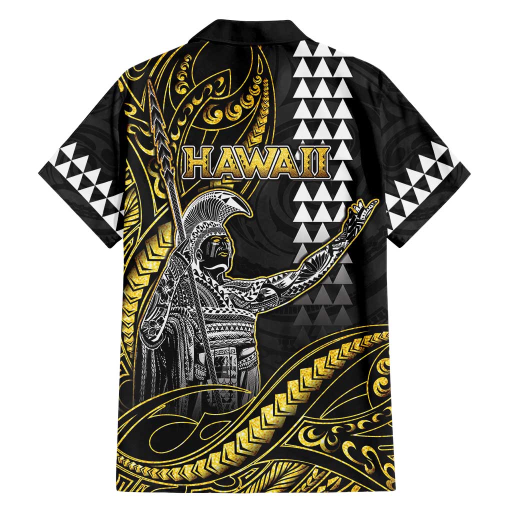 Hawaii King Kamehameha The Great Family Matching Short Sleeve Bodycon Dress and Hawaiian Shirt Gold Tribal Tattoo