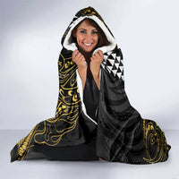 Hawaii King Kamehameha The Great Hooded Blanket Gold Tribal Tattoo