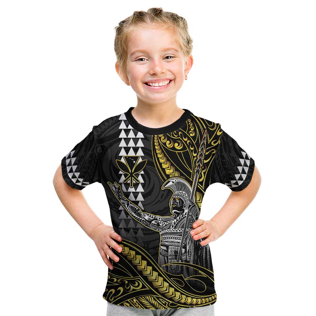 Hawaii King Kamehameha The Great Kid T Shirt Gold Tribal Tattoo
