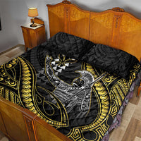 Hawaii King Kamehameha The Great Quilt Bed Set Gold Tribal Tattoo
