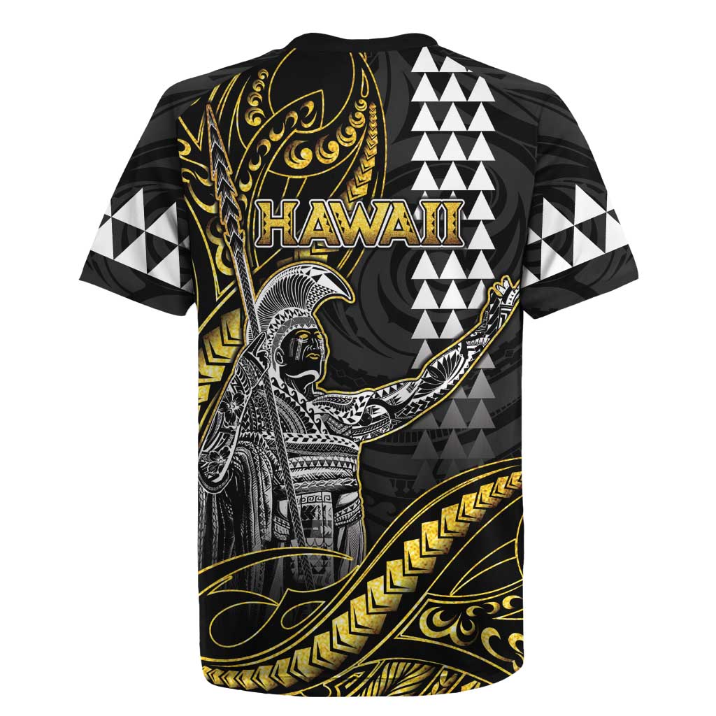 Hawaii King Kamehameha The Great Rugby Jersey Gold Tribal Tattoo