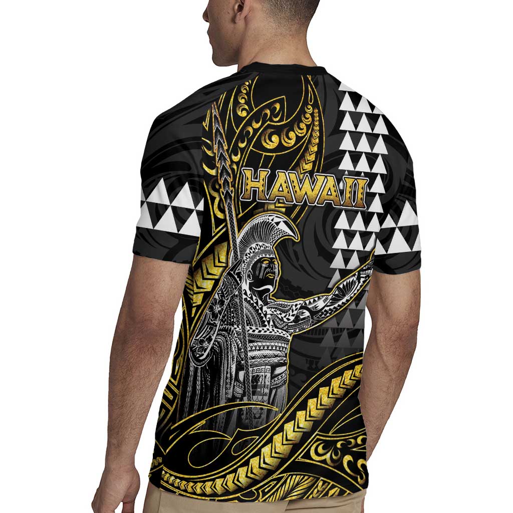 Hawaii King Kamehameha The Great Rugby Jersey Gold Tribal Tattoo