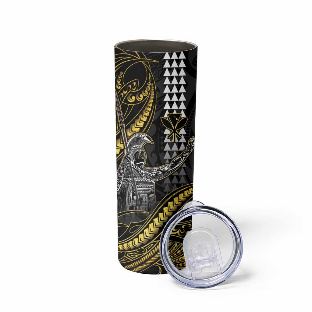 Hawaii King Kamehameha The Great Skinny Tumbler Gold Tribal Tattoo