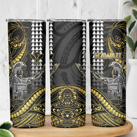 Hawaii King Kamehameha The Great Skinny Tumbler Gold Tribal Tattoo