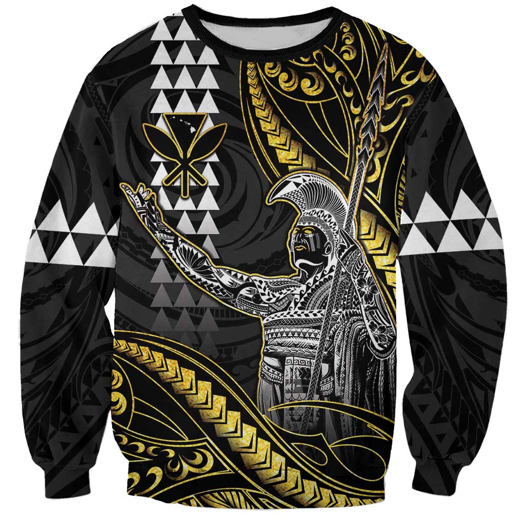Hawaii King Kamehameha The Great Sweatshirt Gold Tribal Tattoo