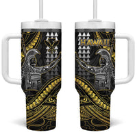 Hawaii King Kamehameha The Great Tumbler With Handle Gold Tribal Tattoo