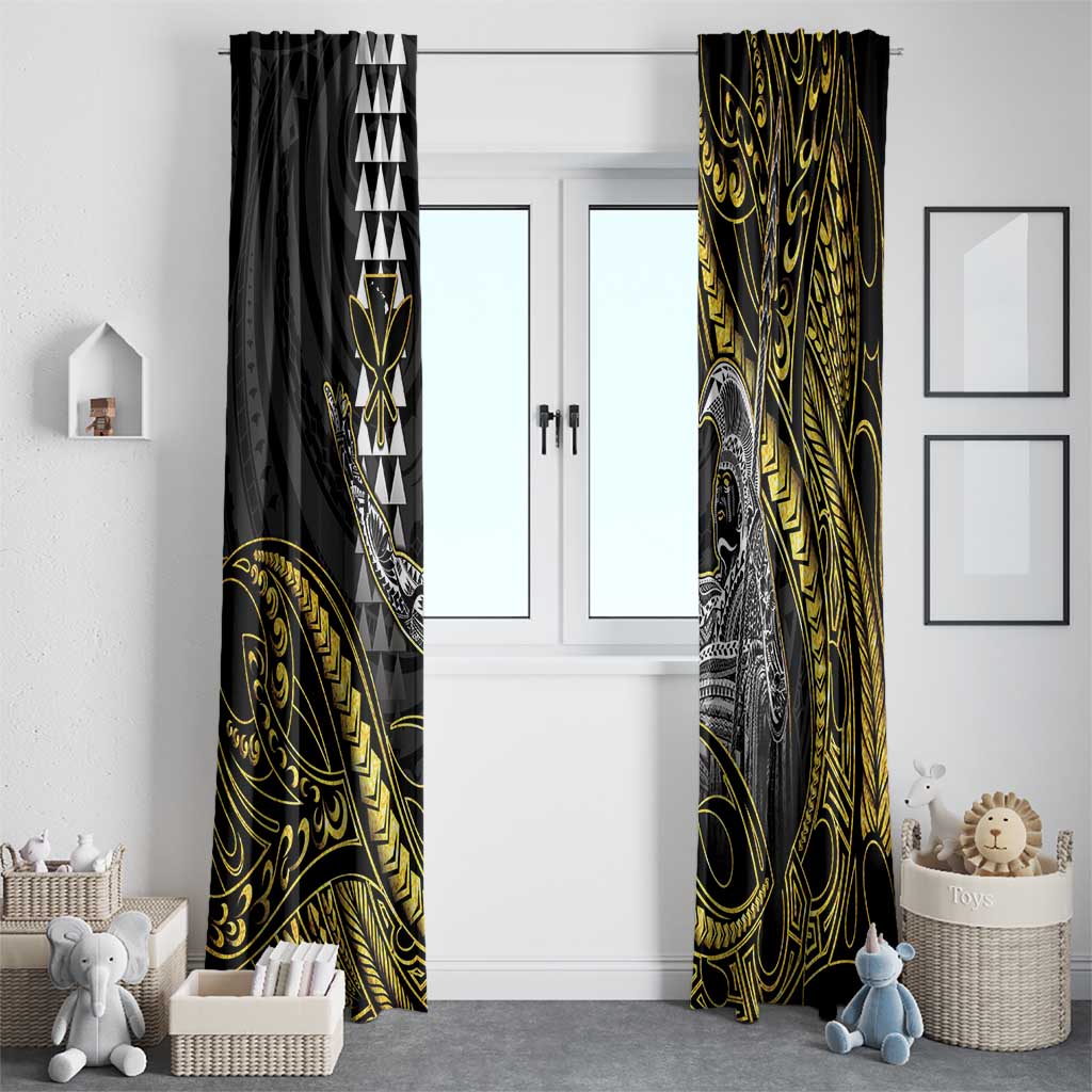 Hawaii King Kamehameha The Great Window Curtain Gold Tribal Tattoo