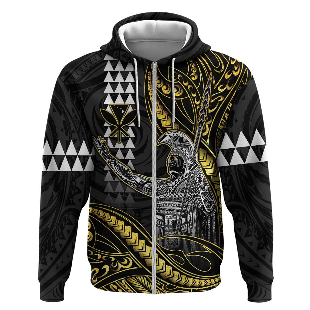 Hawaii King Kamehameha The Great Zip Hoodie Gold Tribal Tattoo