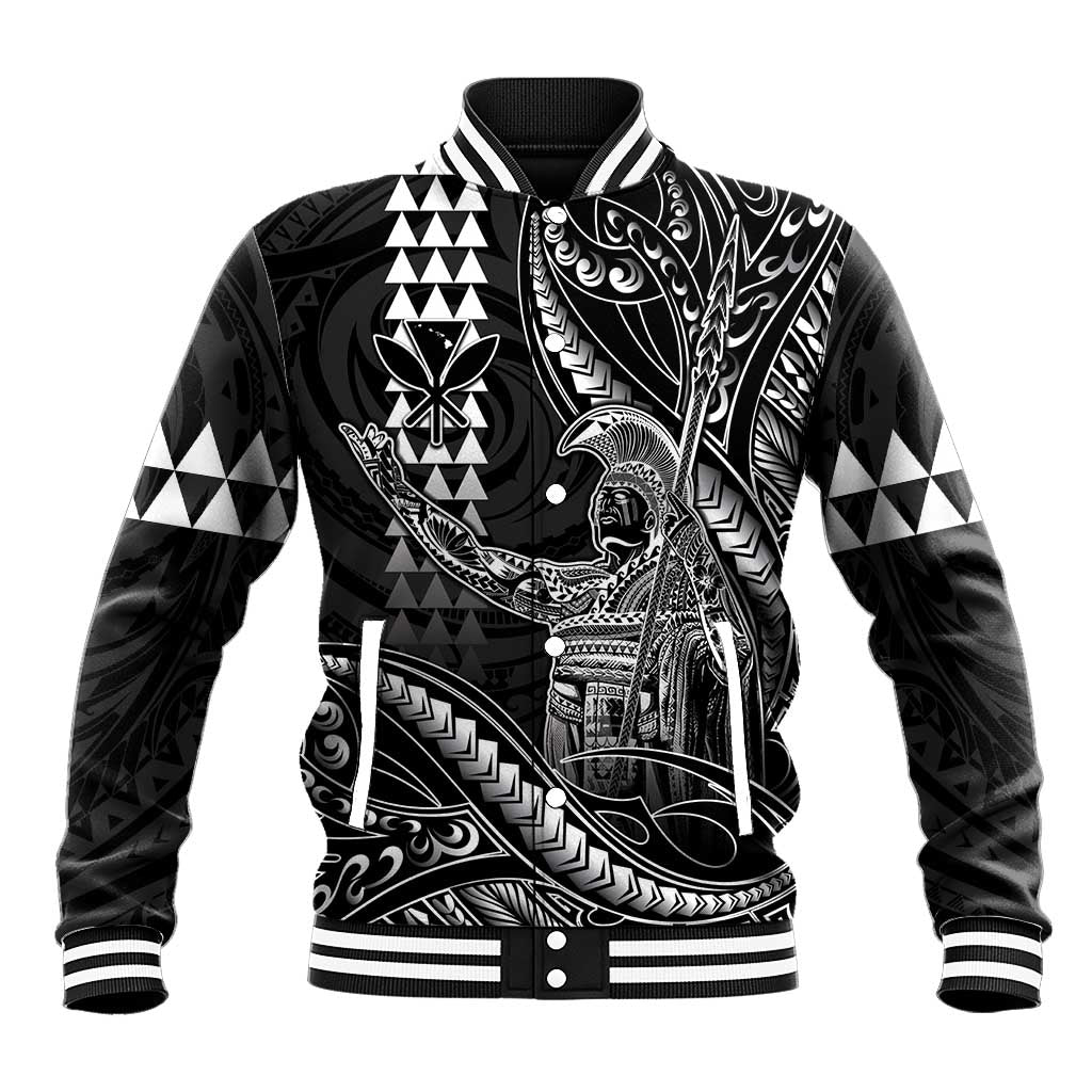 Hawaii King Kamehameha The Great Baseball Jacket Black Tribal Tattoo