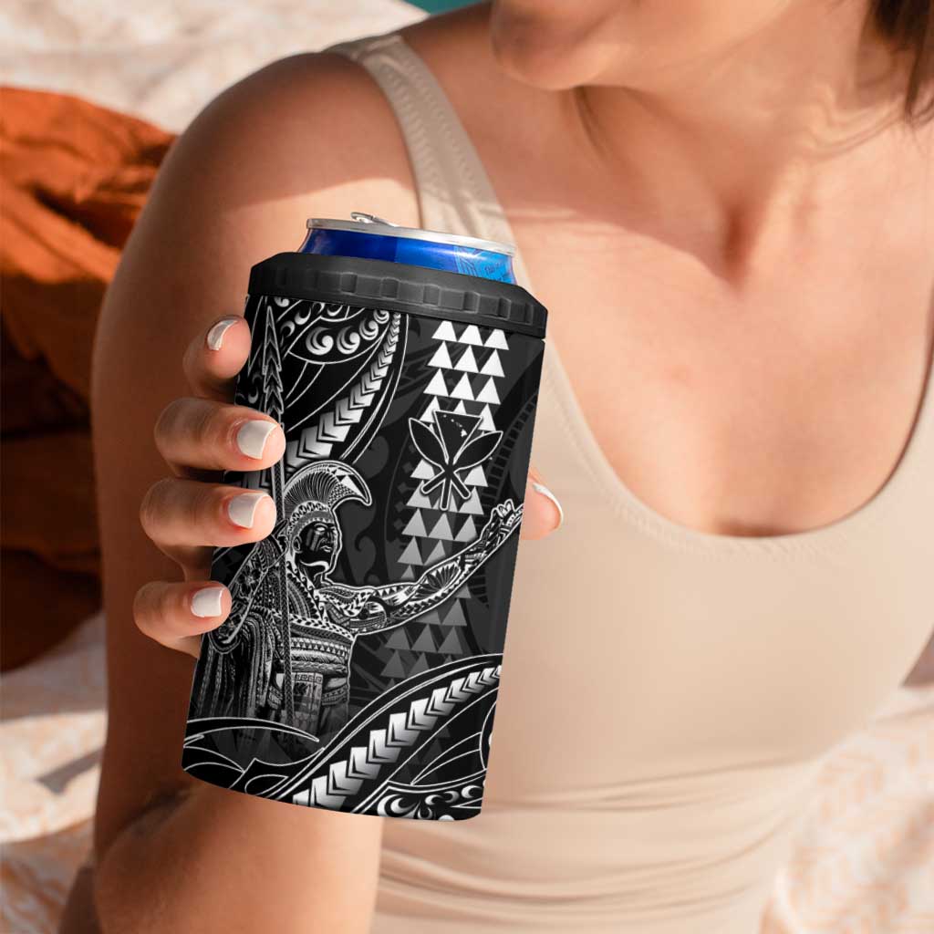 Hawaii King Kamehameha The Great 4 in 1 Can Cooler Tumbler Black Tribal Tattoo